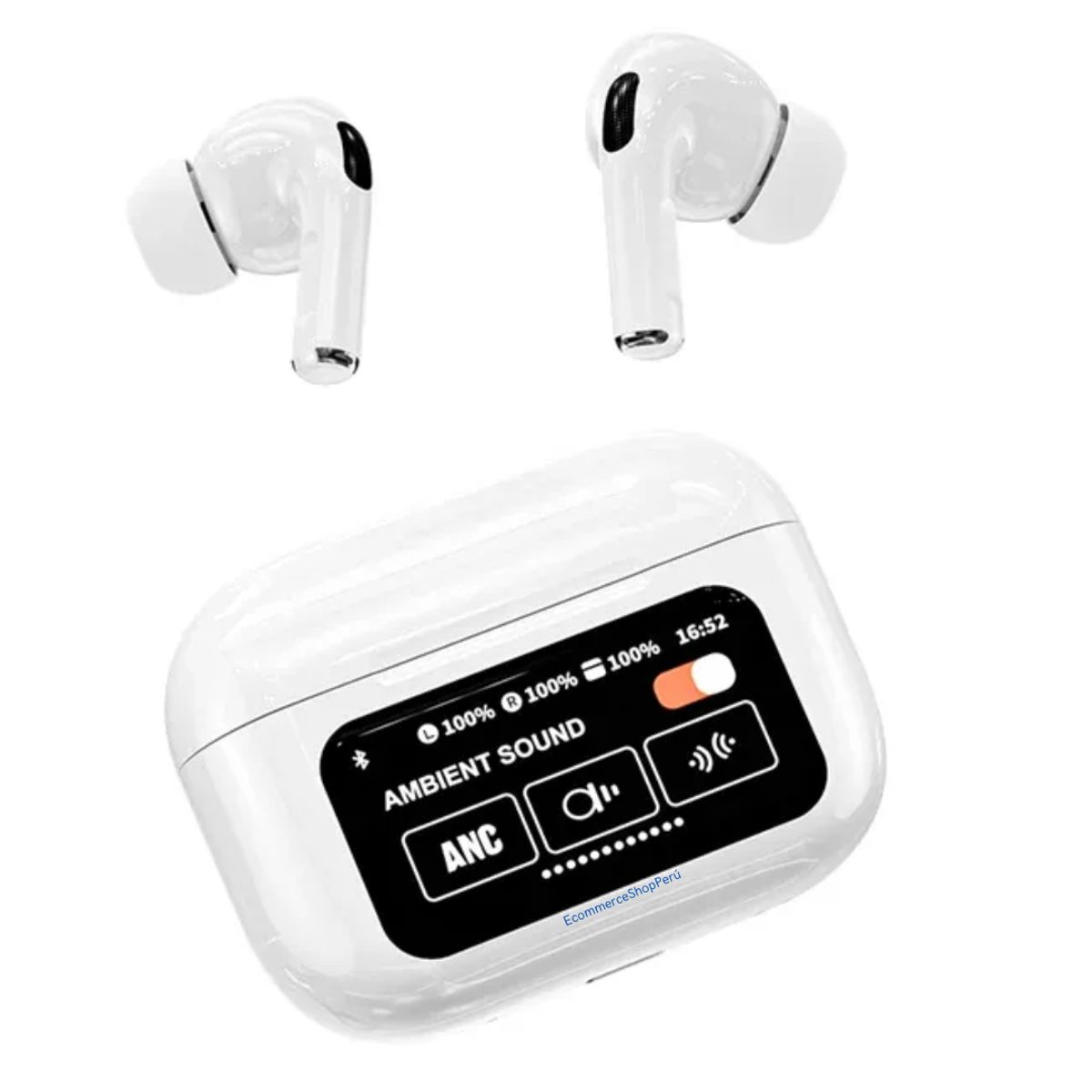 GENERICO - Audífonos Inalámbricos A9 Pro con Pantalla Táctil ANC ENC Blanco