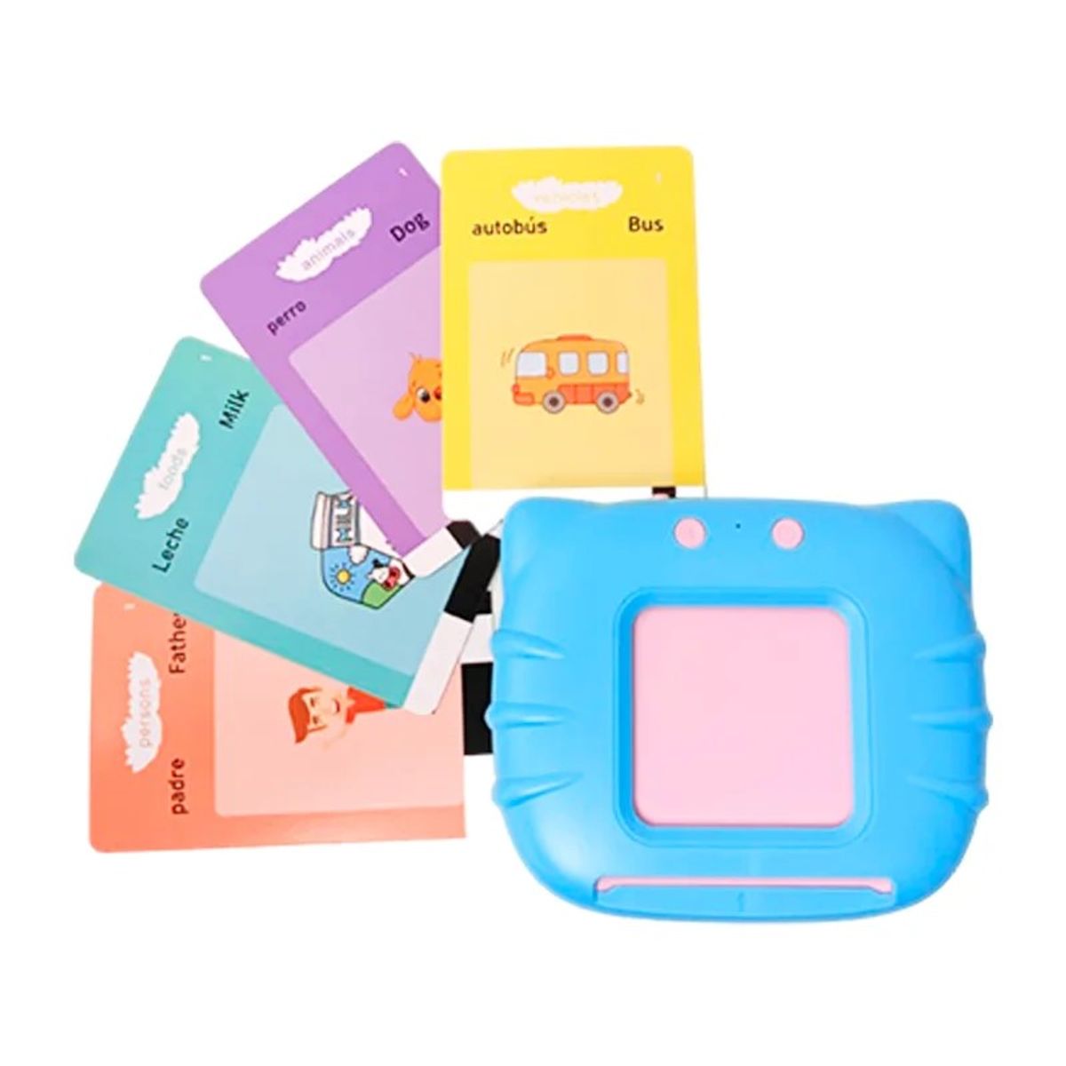 GENERICO - Lector de tarjetas en ingles - español - gato celeste