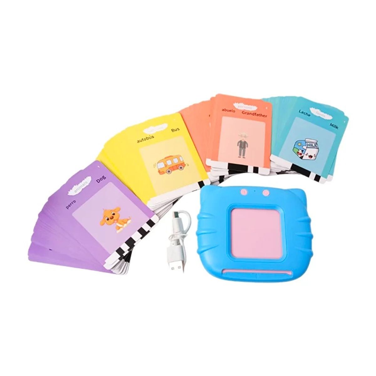 GENERICO - Lector de tarjetas en ingles - español - gato celeste