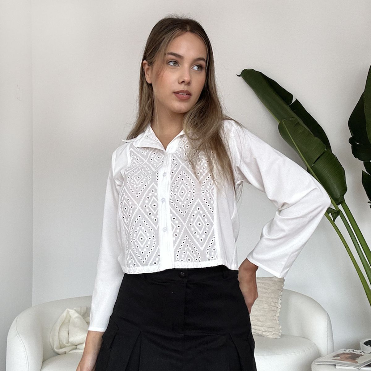 SOLARY - Blusa Blanca Bordada Ale