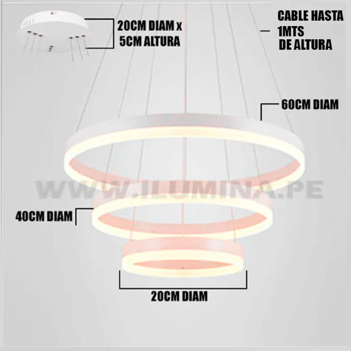 GENERICO - Lámpara Colgante Led White Satinado