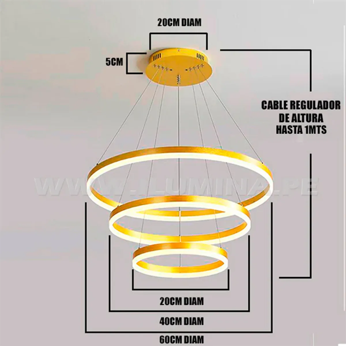 GENERICO - Lámpara Colgante Led Gold