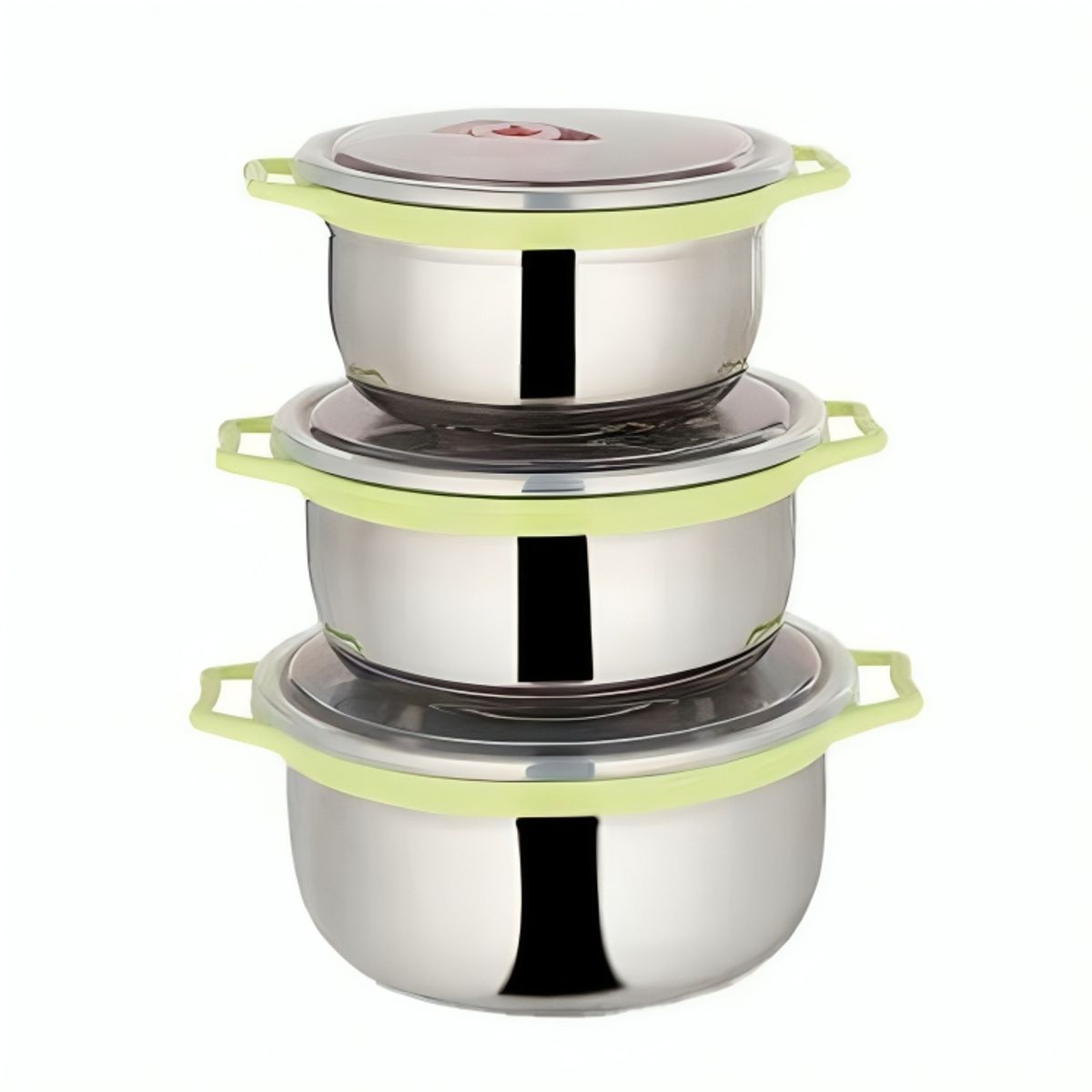 GENERICO - Set 3 Bowls de Almacenamiento Alimentos Herméticas de Acero Inoxidable