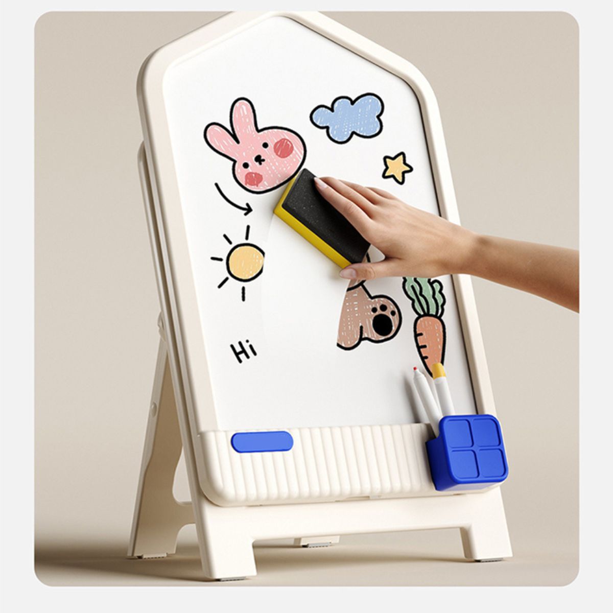 GENERICO - Pizarra magnética para niños plegable azul