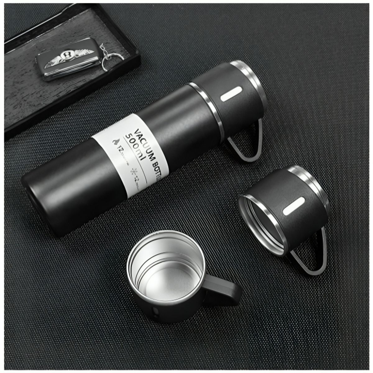 GENERICO - Termo Tomatodo con Tres Tazas de Acero Inoxidable de 500 ml