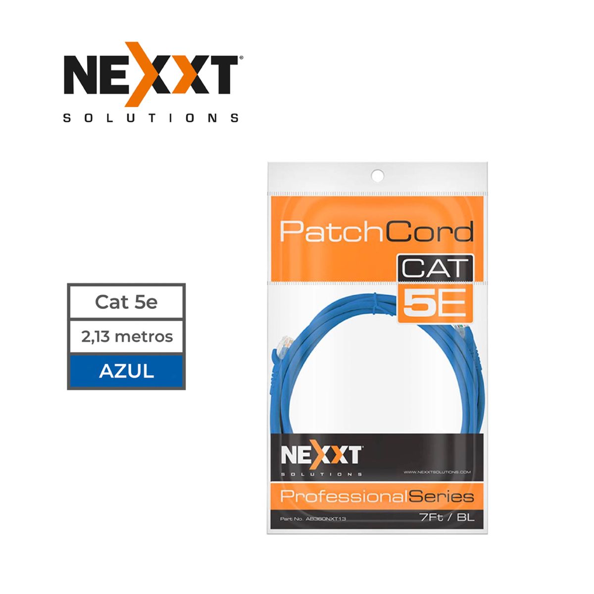 NEXXT SOLUTIONS - Cable Patch Cord AB360NXT13 UTP Cat 5e 2.1 mts Azul