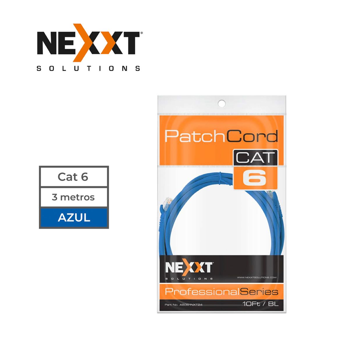 NEXXT SOLUTIONS - Cable Patch Cord UTP Cat6 AB361NXT24 3 mts Azul