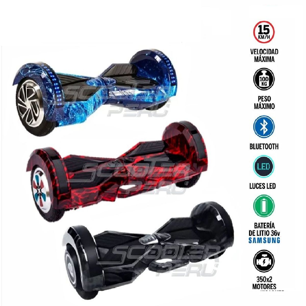 GENERICO - Smart Balance Ollie con Bluetooth ,Luces y Ruedas de 10 mm