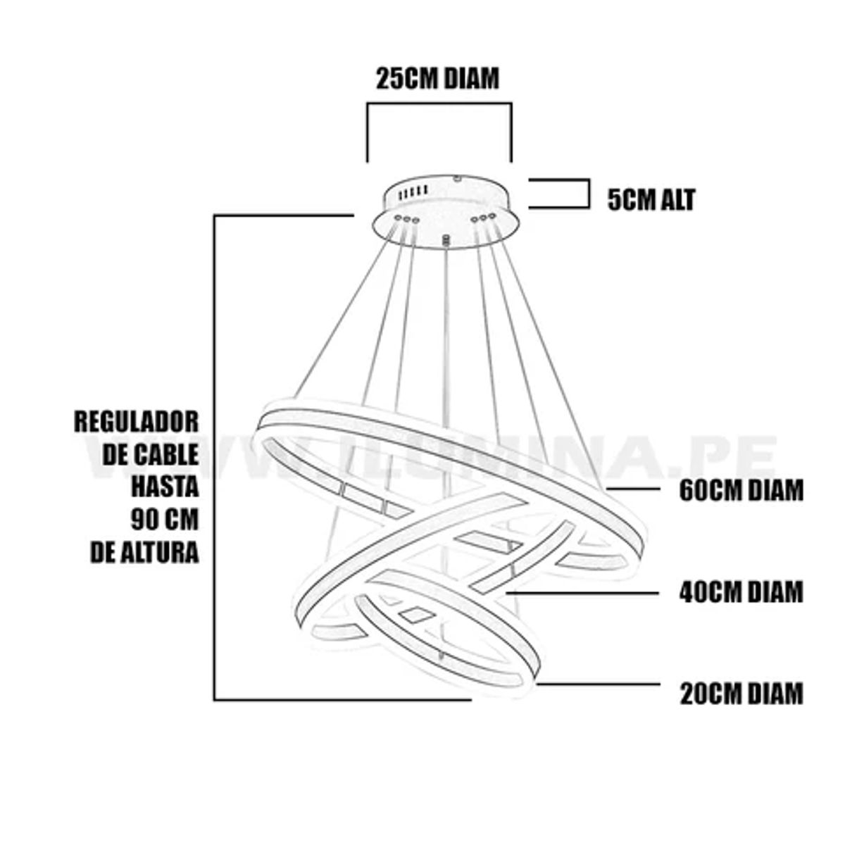 GENERICO - Lámpara Colgante Led White