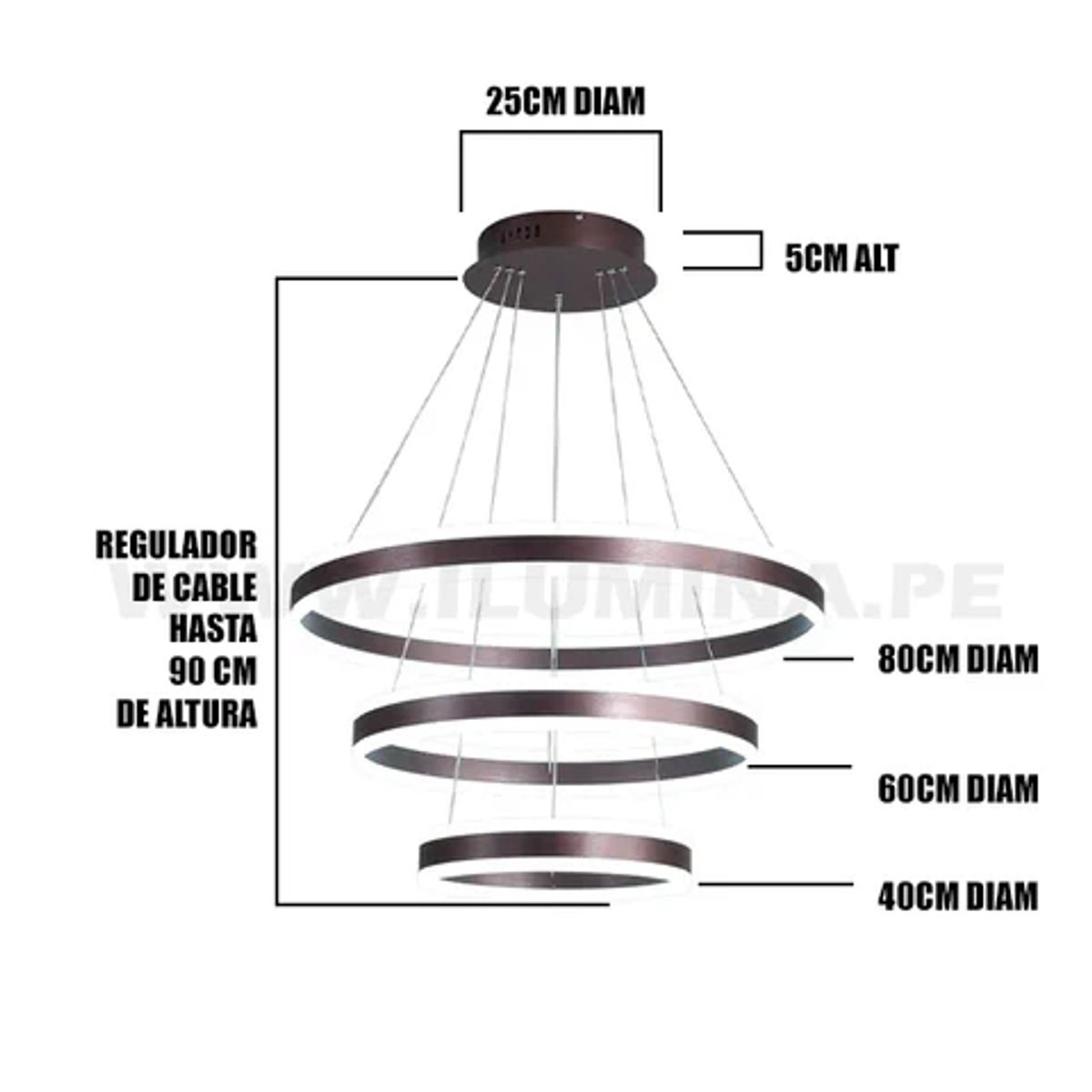 GENERICO - Lámpara Colgante Led Coffe Satinado