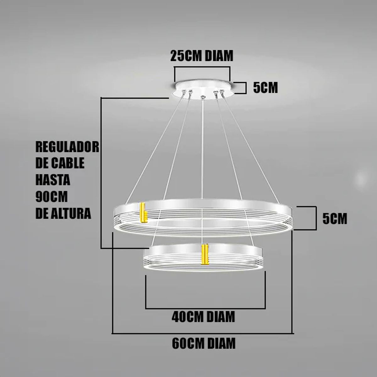 GENERICO - Lámpara Colgante Premium Led White-Gold