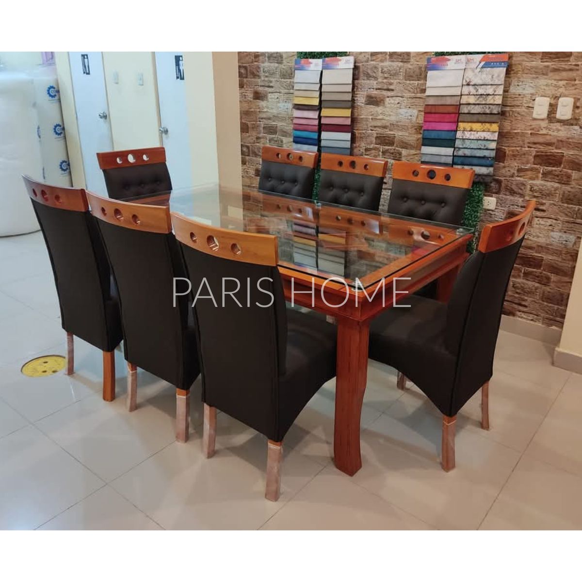 GENERICO - Juego de Comedor Dakota 8 sillas - Gris Oscuro