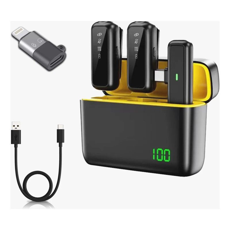 OEM - Micrófono Inalámbrico 2en1 con Cancelación de Ruido Tipo C y iOS