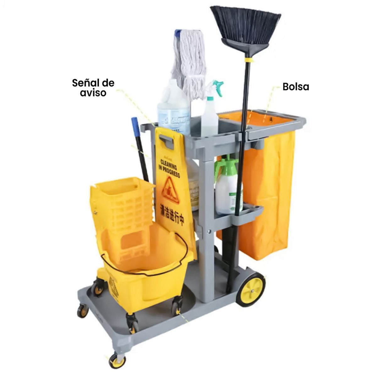 EXORIAM - Carrito de limpieza Hoteles Hospitales Oficina Fábrica