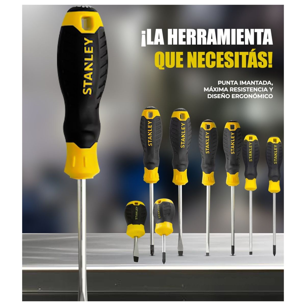 STANLEY - DESARMADOR CUSHION GRIP 10 UNIDADES MAGNÉTICOS 66-676 - STANLEY