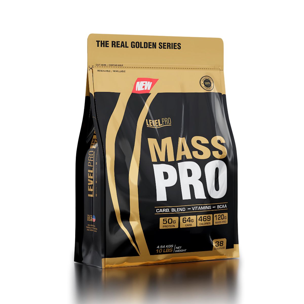 LEVEL PRO - Mass Pro 10 LB - vainilla + Shaker + Portaproteina