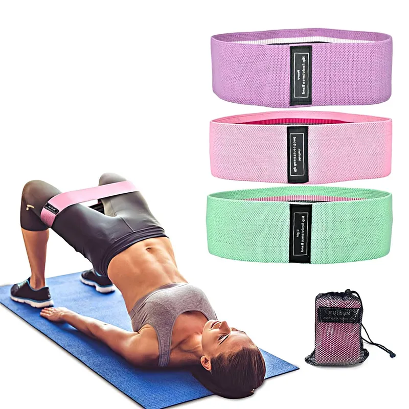 GENERICO - Set de 3 bandas resistencia elástica tela  ligas ejercicios