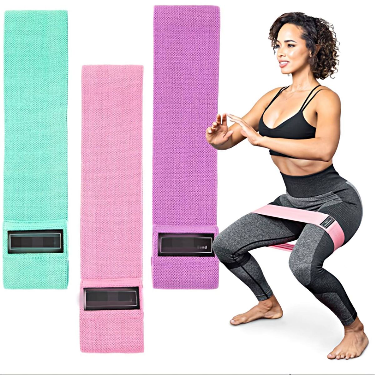 GENERICO - Set de 3 bandas resistencia elástica tela  ligas ejercicios