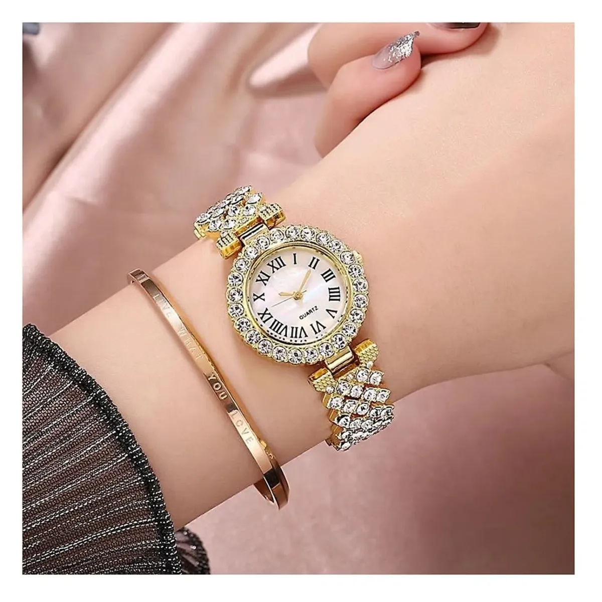 PREMIUM - Kit Reloj + Smartwatch A58 Plus, 7 En 1, Doble Reloj - ROSADO