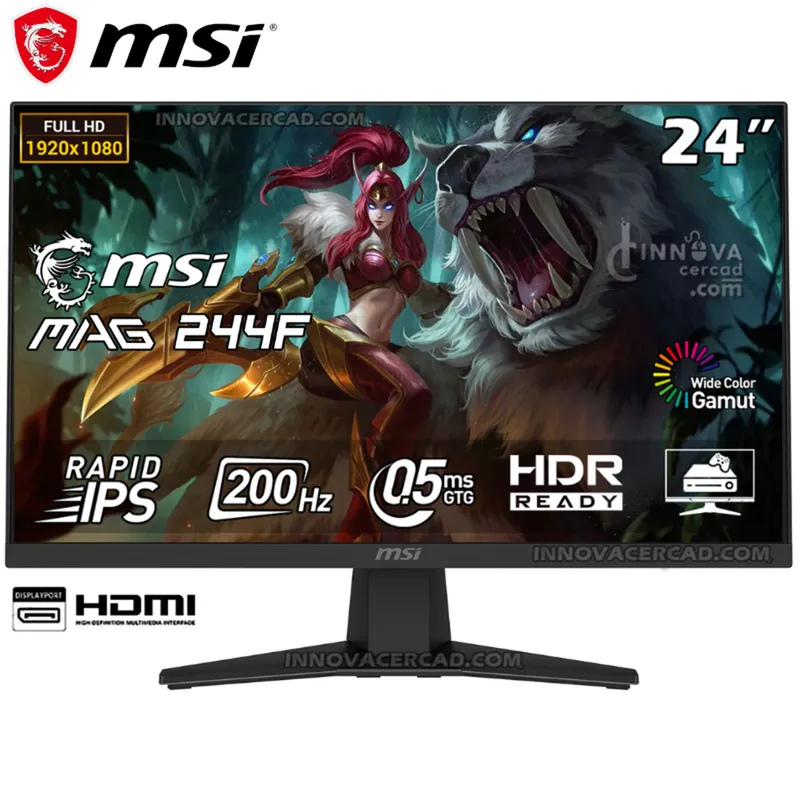 MSI - Monitor MSI Gaming MAG 244F de 24 (FHD), 200Hz, altavoz, 0.5 ms