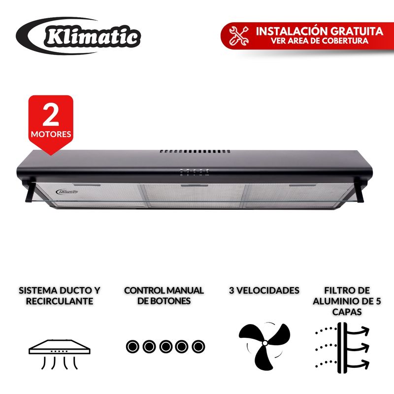 KLIMATIC - Campana Extractora 90cm CK902NE Klimatic