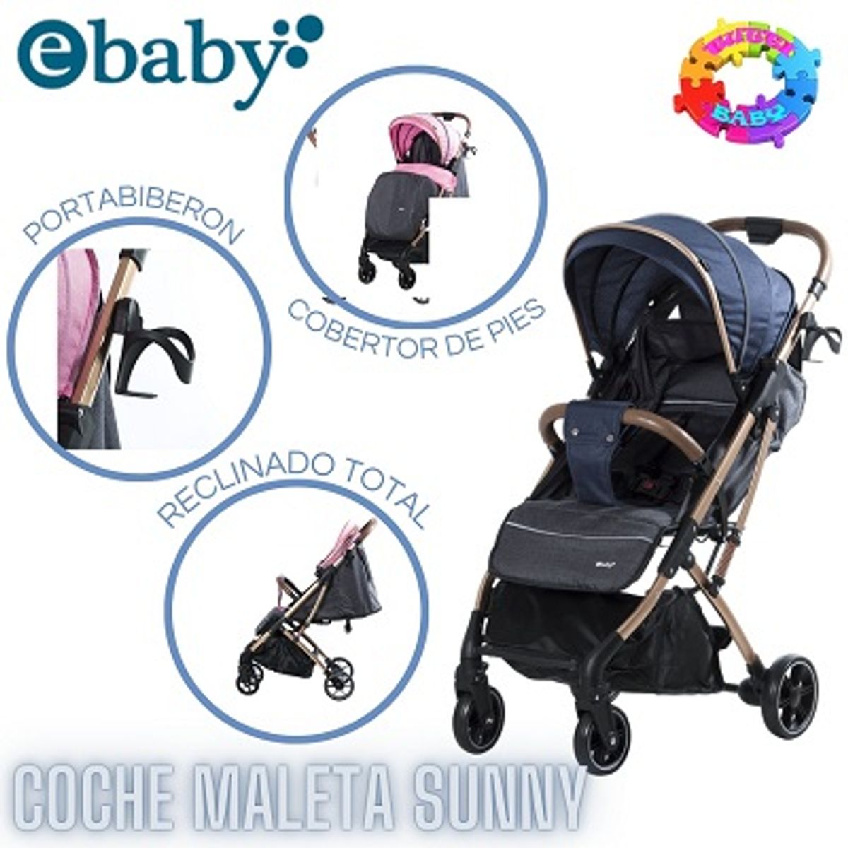 EBABY - COCHE MALETA EB-124 SUNNY-AZUL