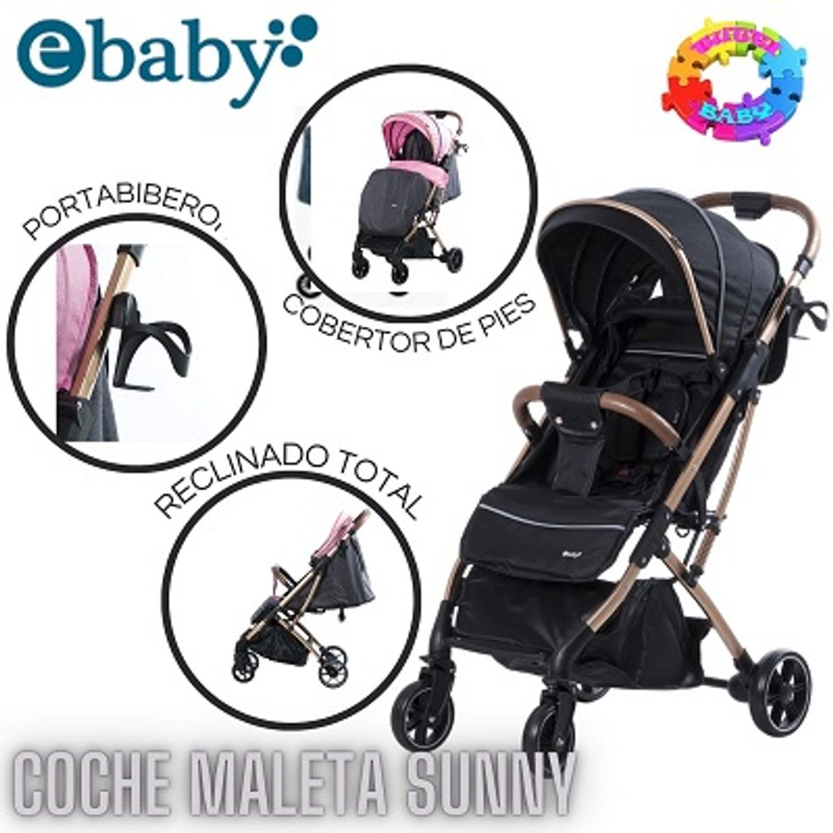 EBABY - COCHE MALETA EB-124 SUNNY-NEGRO