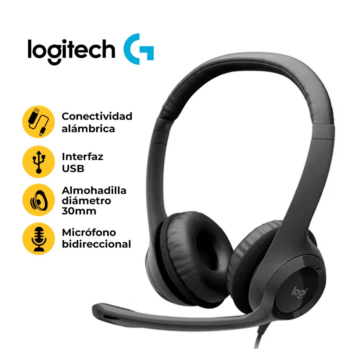 LOGITECH - AURICULARES ESTEREO CON MICROFONO LOGITECH H390 USB-A NEGRO