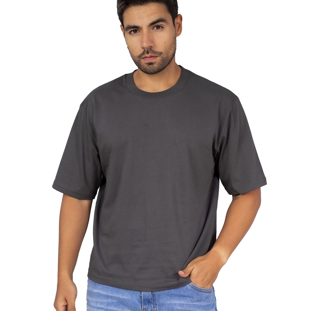 NEW YORK STARS - HPolos Boxy Fitt - Gris - Gris Oscuro  M