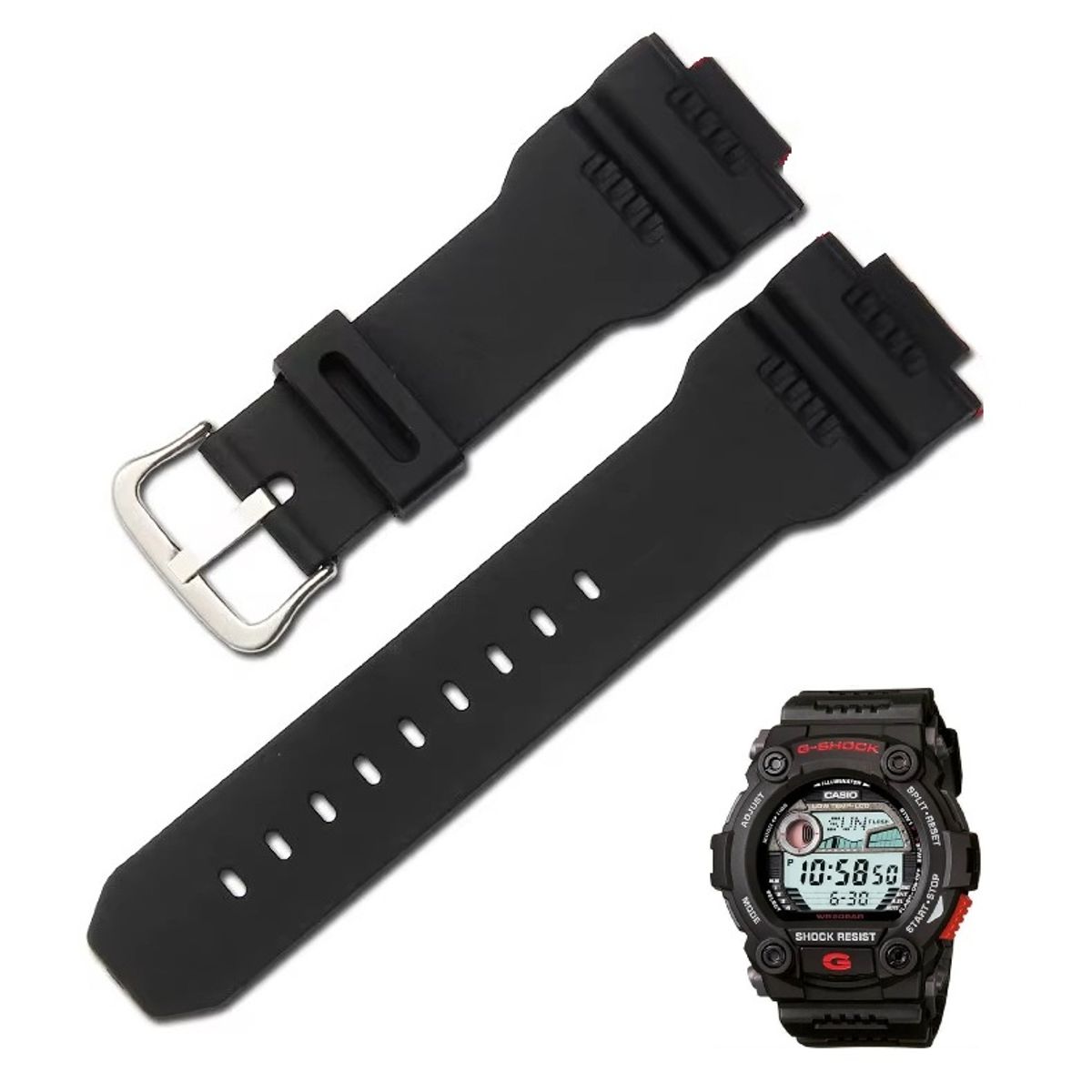 GENERICO - Correa Repuesto para CASIO G SHOCK G-7900 - Negro
