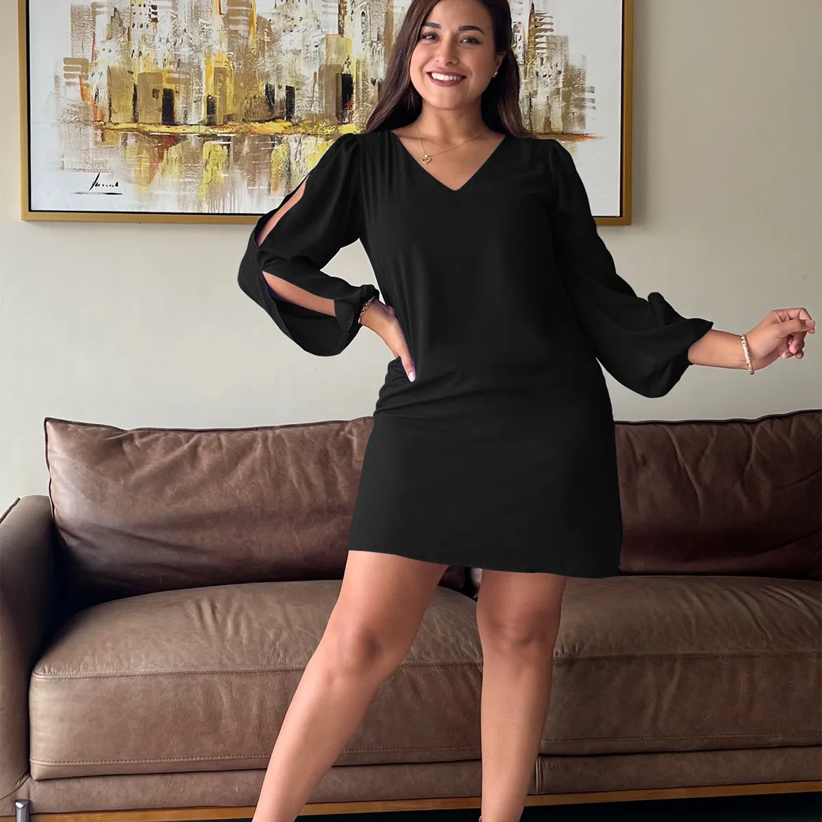 ARMA TU LOOK - VESTIDO GRECIA CUELLO V GASA MANGA LARGA