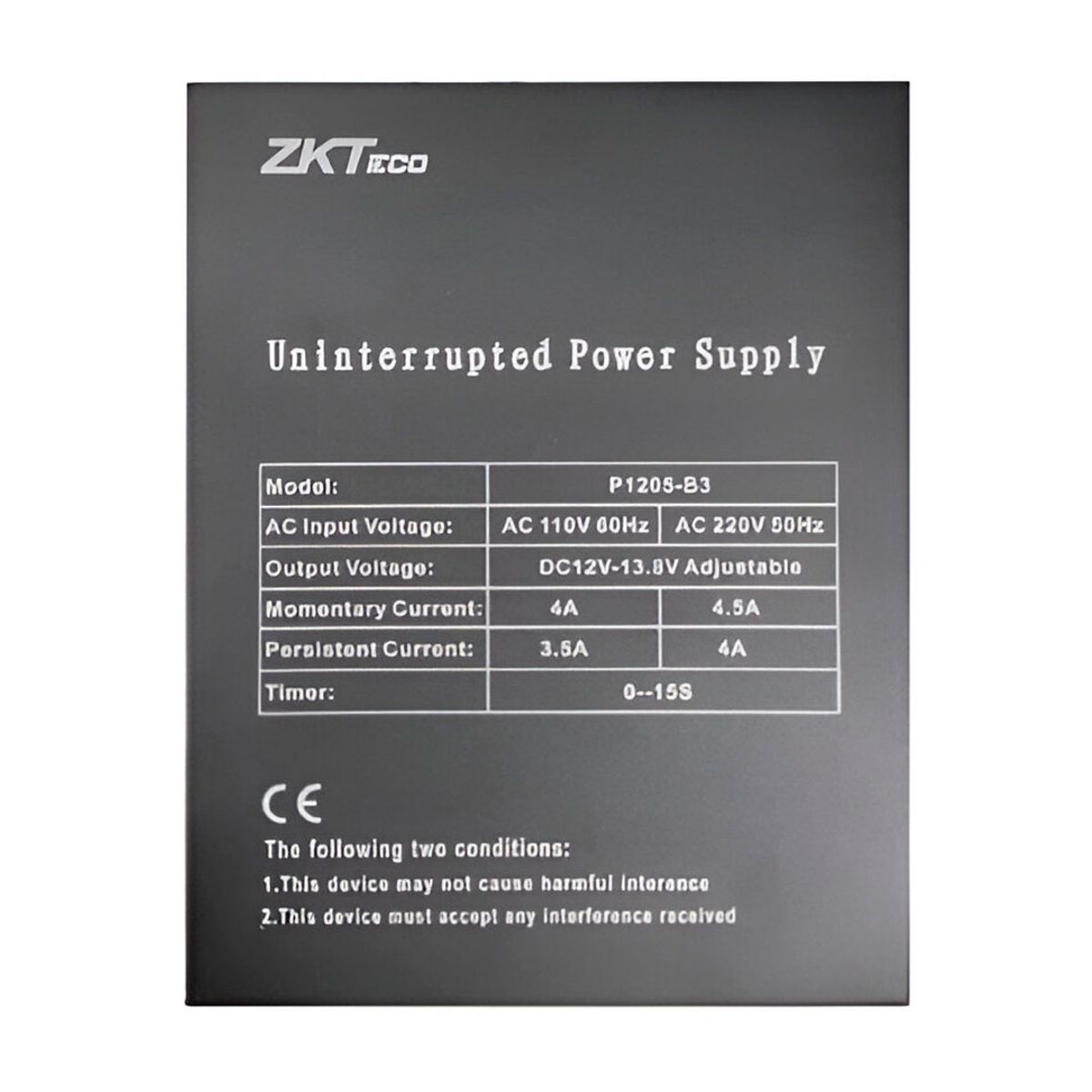 ZKTECO - ZKTECO P1205-B3 Fuente de alimentación para respaldo 12V