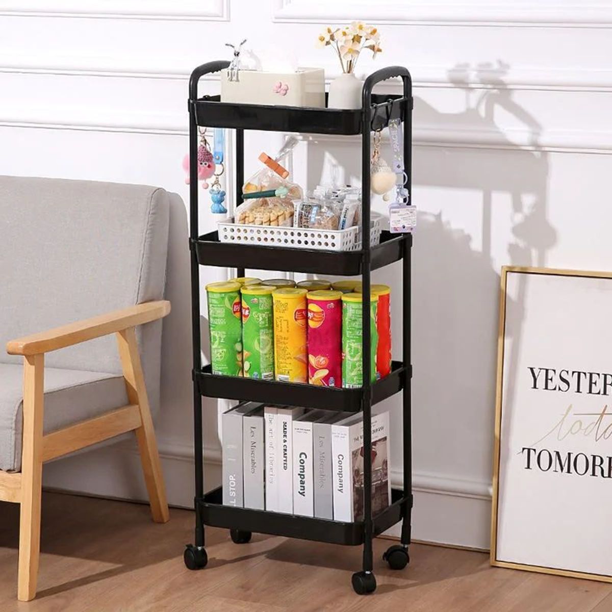 GENERICO - Organizador multiuso 4 niveles economico Negro Krearack