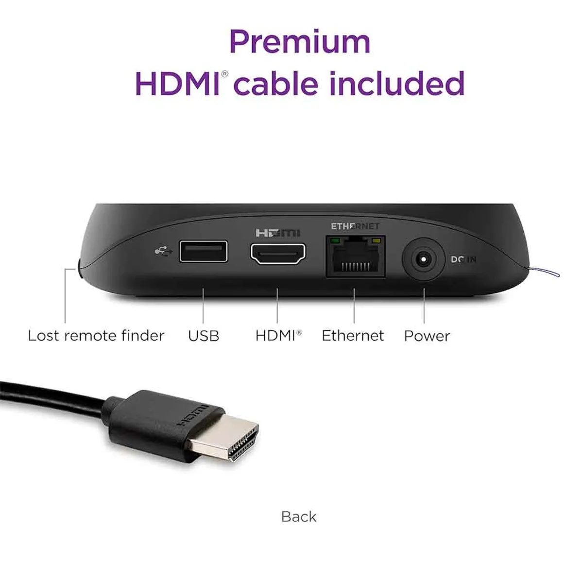 ROKU - Roku Ultra 4K HDR con Control Remoto Voz Mejorado Ethernet Cable HDMI
