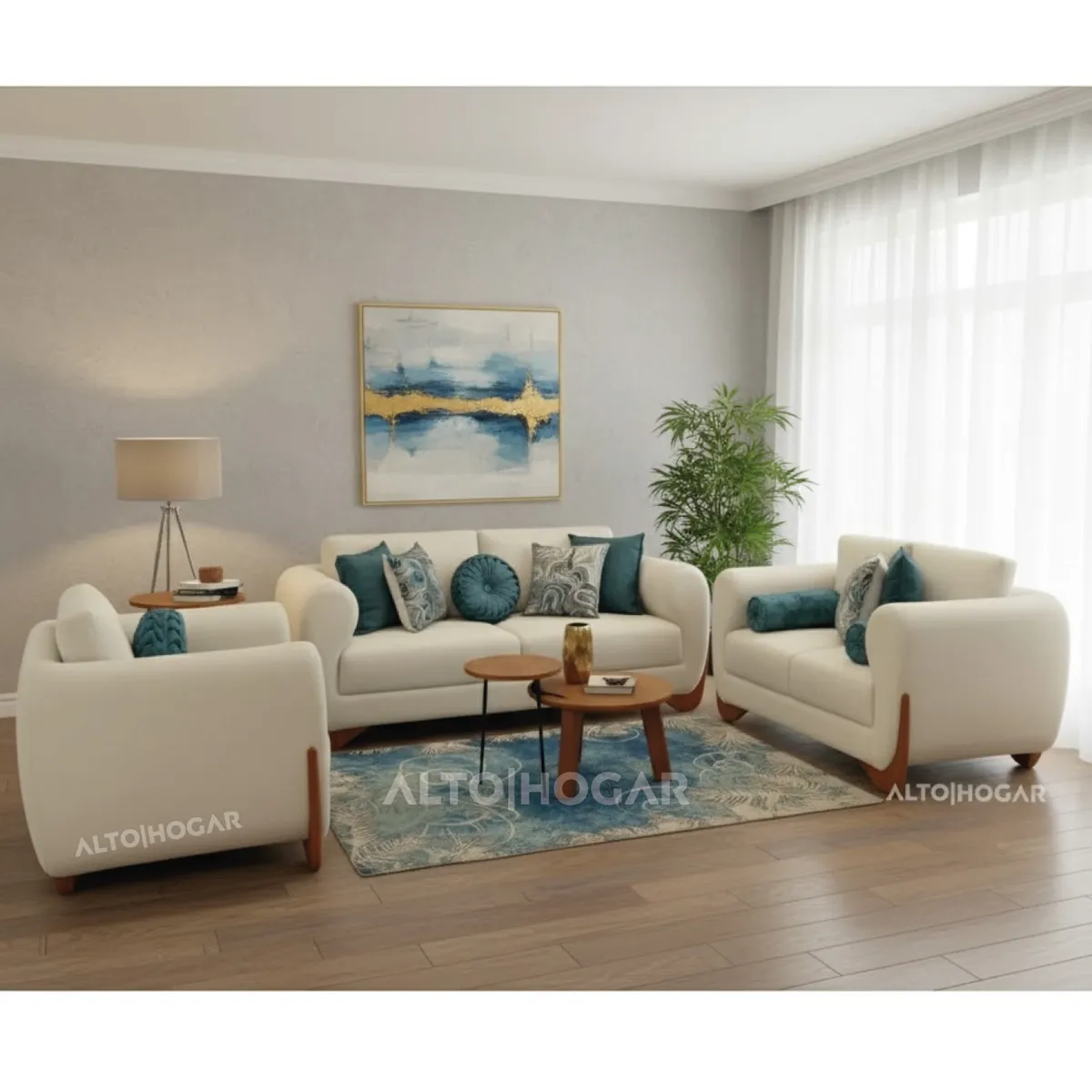 ALTO HOGAR - Juego de Sala Amarantha 3 2 1 Tapiz Antifluido Beige