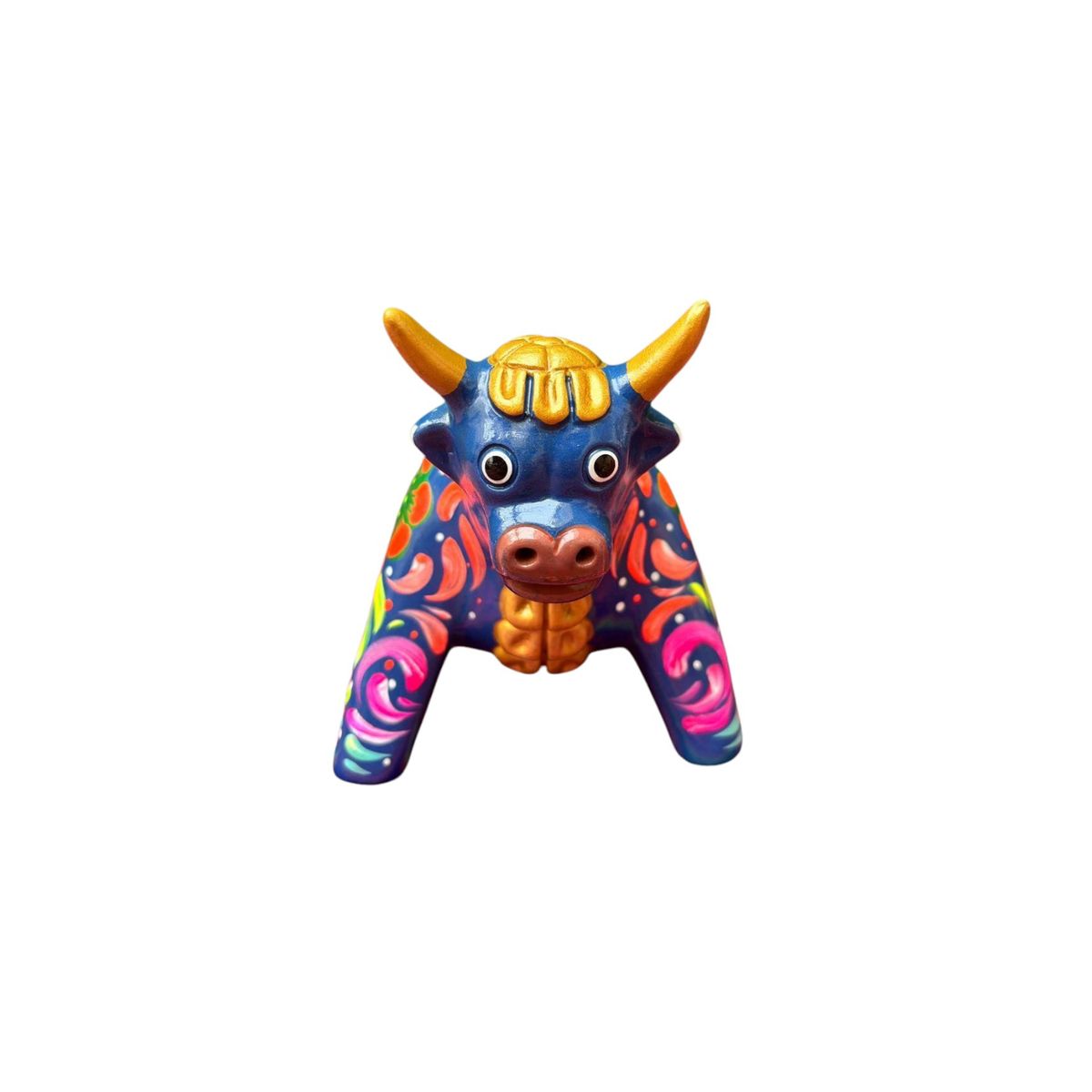 ACHALLAY ARTESANIA DE BARRO - Torito de Pucara 13 cm Azul