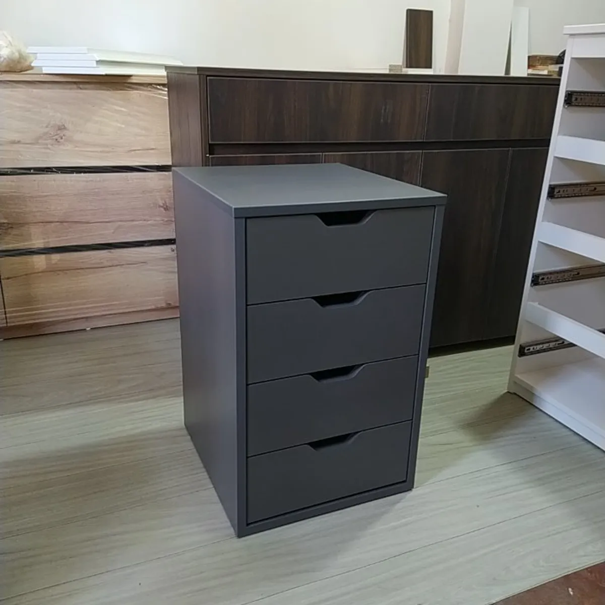 GENERICO - Cajonera vintage 4 cajones melamina Plomo