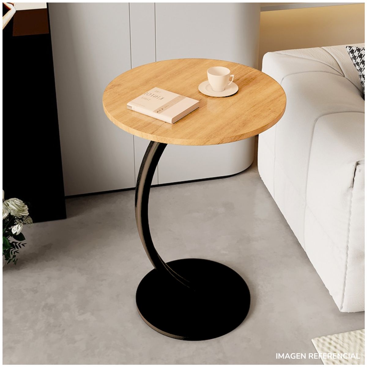 INSPIRA MARKET - Mesa Auxiliar Circular Moderna en Forma de C