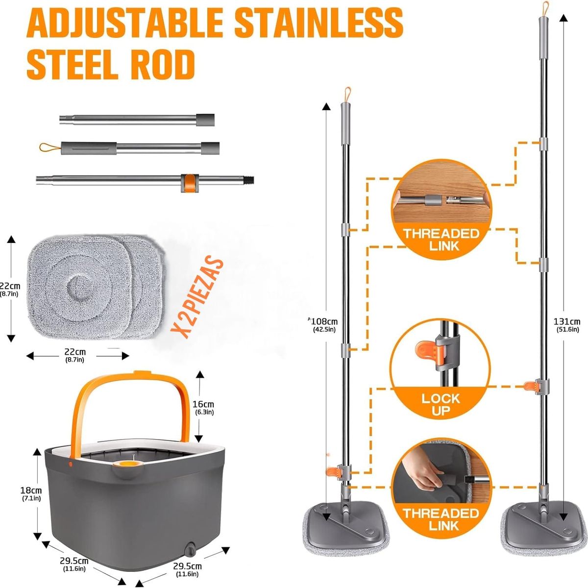 GENERICO - trapeador giratorio con separación de agua sucia y limpia