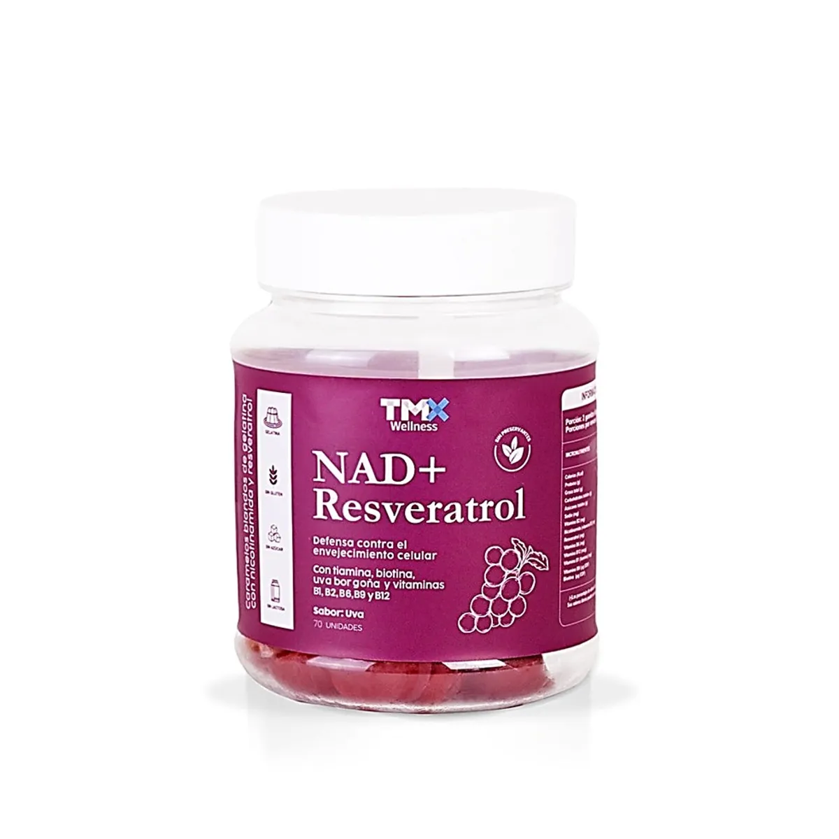 GENERICO - NAD+ Resveratrol en Gomitas 70 Unidades TMX Sabor Uva - Tienda Física