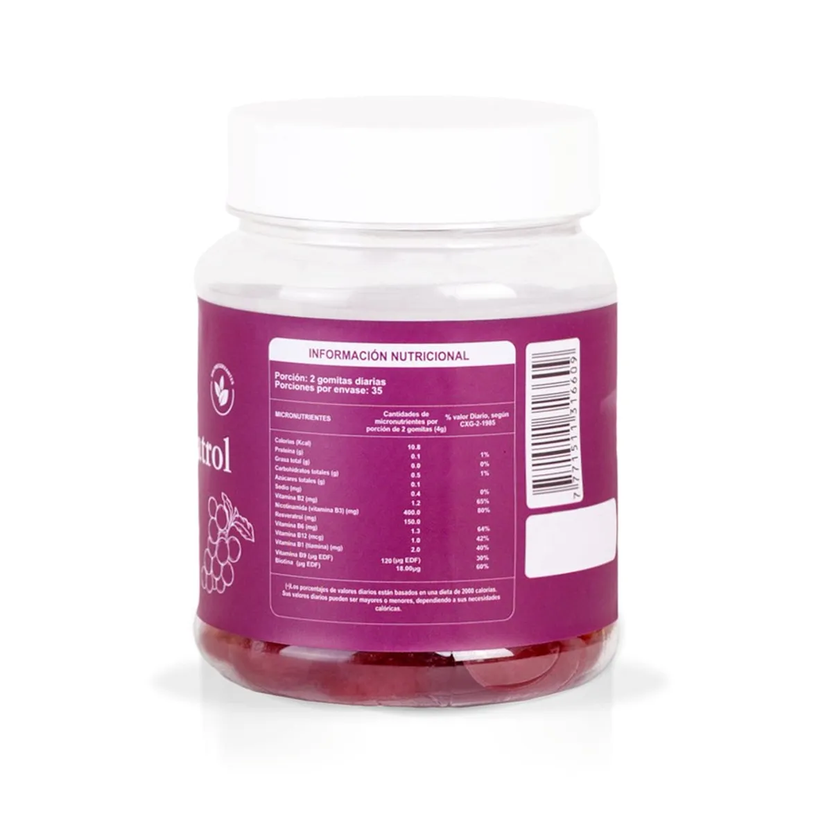 GENERICO - NAD+ Resveratrol en Gomitas 70 Unidades TMX Sabor Uva - Tienda Física