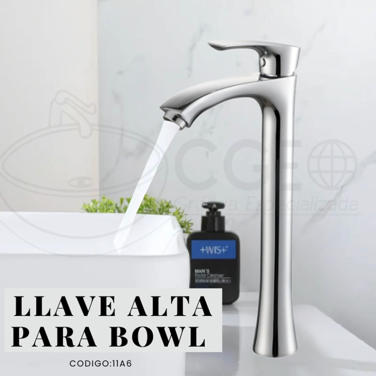 GENERICO - LLAVE PARA LAVATORIO ALTO CROMADO SEVILLA  11A6