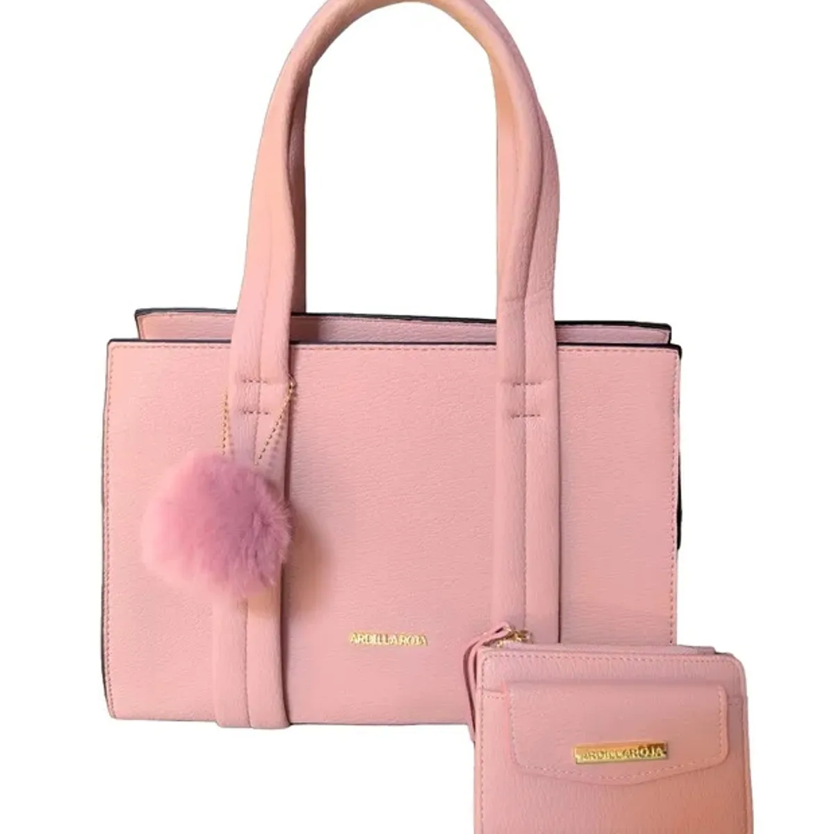 ARDILLA - Cartera mediana A5 cuero PU, 2 piezas Ponpon