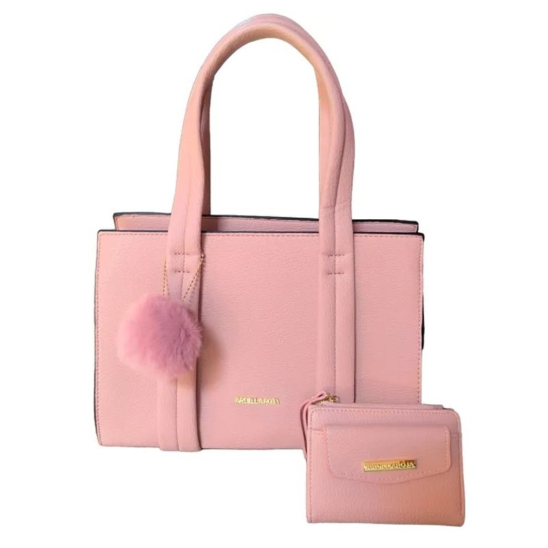 ARDILLA - Cartera mediana A5 cuero PU, 2 piezas Ponpon