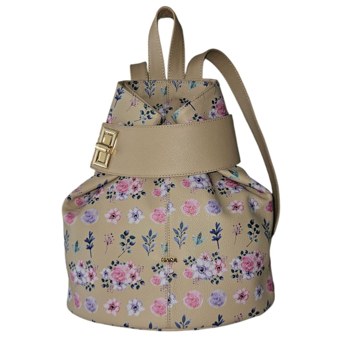 QARA - Mochila de Cuero Genuino con Estampado Floral  Hecha en Perú  QARA