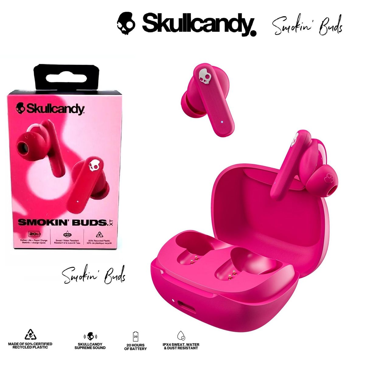 SKULLCANDY - Skullcandy Smokin Buds Audifonos Bluetooth TWS Pink -No Dime