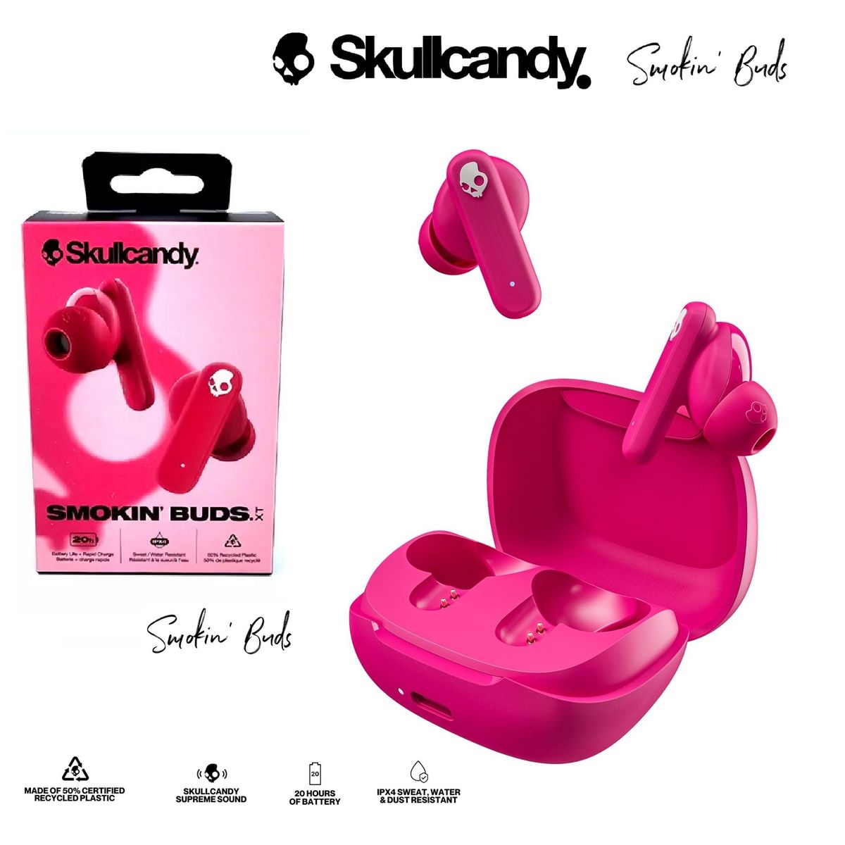 SKULLCANDY - Skullcandy Smokin Buds Audifonos Bluetooth TWS Pink -No Dime