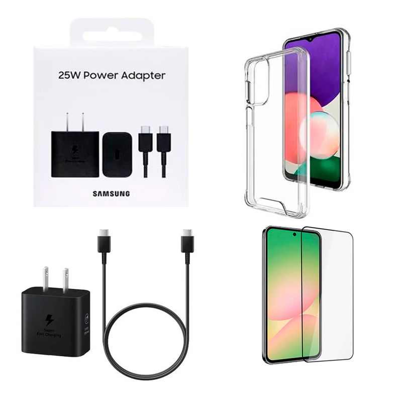 SAMSUNG - Kit Para Samsung A56 (Cargador 25w Gan + Case Y Funda)