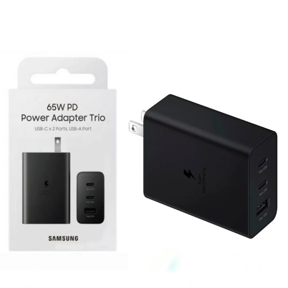 SAMSUNG - Cargador Samsung 65w Trio Para Galaxy S23, S23 Plus, S23 Ultra