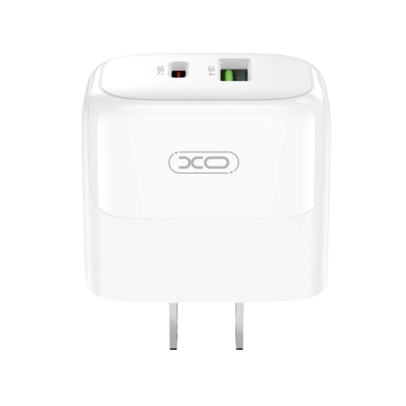XO SIMPLE IS BEAUTY - Adaptador 20W Carga Rápida XO-L137 2 Entradas USB-A y USB-C Blanco